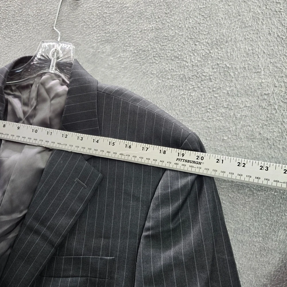 Ralph Ralph Lauren‎ Men Jacket 44 Gray Striped Blazer 2 Button Wool